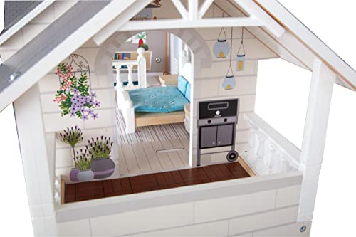 Image of Small Foot Wooden Toys Urban Villa Doll House Playset Collection Designed for Children Ages 3+ Years, Gray (11802), 82 x 51.1 x 15 cm