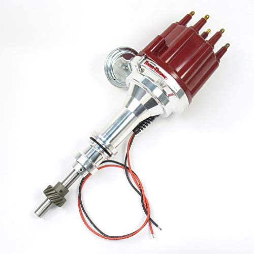 Image of Pertronix D131711 Flame-Thrower Plug and Play Vacuum Advance Red Male Cap Billet Electronic Distributor with Ignitor II Technology for Ford 351W