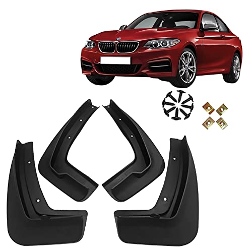 4pcs Set Car Mud Flaps Compatible avec B-m-W 2 Series F22 F45 2015-2020, résistant aux chocs Fend Fender Splash Guard Accessoires de tissu de saleté avant et arrière Cover