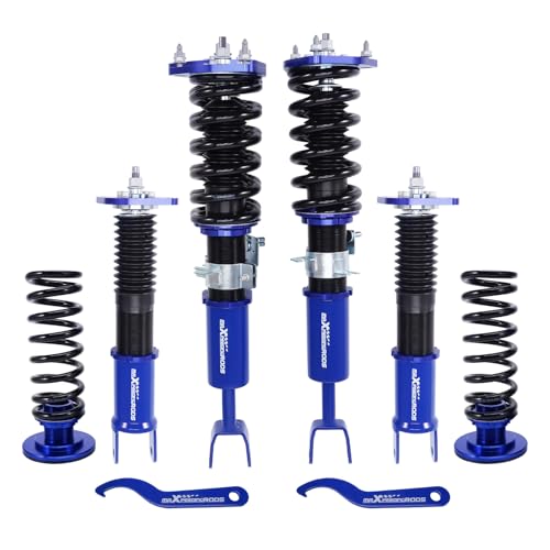 maXpeedingrods Coilovers for Nissan 350Z RWD 2003-2008, for Infiniti G35 RWD 2003-2007, Height Adjustable Coil-overs Suspension Kit, Preset Damping Coilovers Lowering Kit, Blue