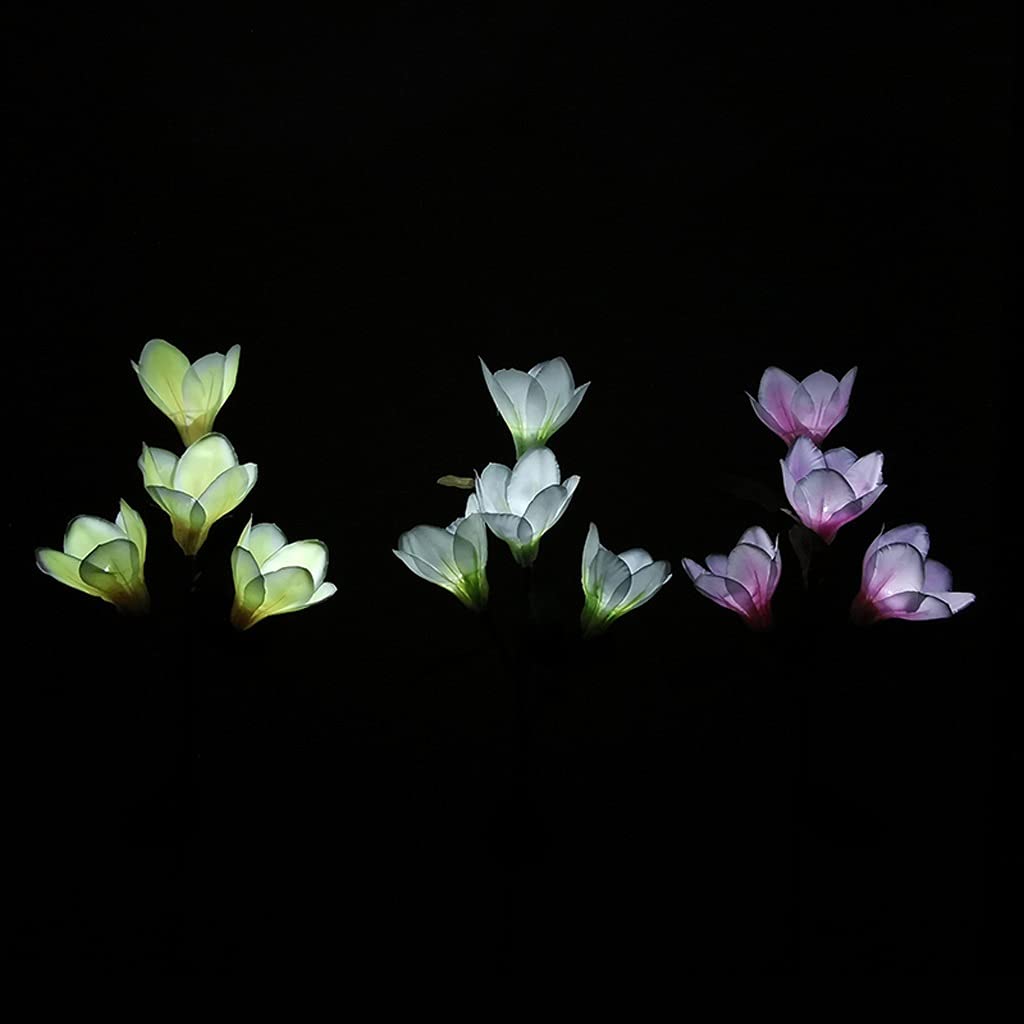 LNNSHX Guirlande Lumineuse Solaire sans Fil, 3 pièces, 4 LED, Fleurs de Magnolia, décoration de Jardin, Lampe de Paysage, économie d'énergie, fête d'anniversaire