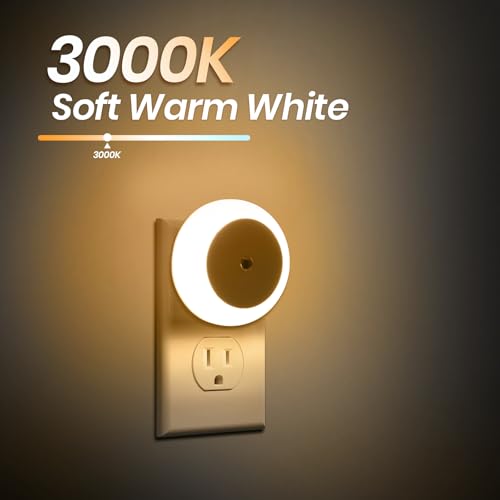 Image of 2 Pack Night Light Plug into Wall Motion Sensor Dusk to Dawn, 0.5W Soft Warm White Bright Led Nightlight for Adults, Kids Room, Bathroom, Hallway, Bedroom,Kitchen