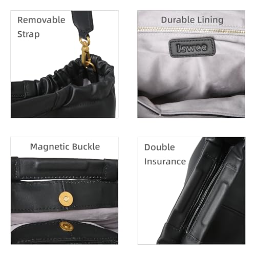 Image of Iswee Genuine Leather Purses for Women Shoulder Handbags Designer Hobo Crossbody Purse Top Handle Purse