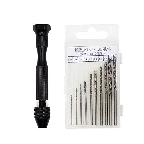 Precision Mini Hand Drill DIY Drilling Holes Pin Vise Woodworking Micro Twist Drill Rotary Tools for Model Resin Jewelry Walnut Amber Beeswax Olive Nut Buddha Beads Ivory Nut