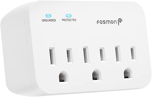 Fosmon Protector contra sobretensiones para refrigerador, Protector contra sobretensiones para electrodomésticos de servicio pesado de 3 tomas con