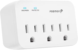 Fosmon 3 Outlet Surge Protector, Multi Plug Outlet Extender Power Strip, 1200J Wall Mount Adapter Tap Extender, 1875W Plug in Surge Protector Portable Travel Size for TV, Indoor, Office, ETL Listed