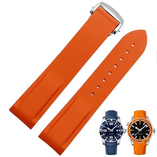 Bracelet de montre haut de gamme en silicone incurvé 22mm orange