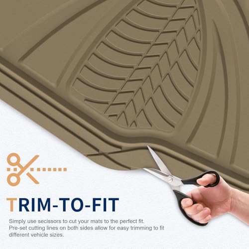 Image of FLORICH Car Floor Mats, Waterproof Universal Heavy-Duty 4 Pieces Rubber Floor Mats for Cars, Full Set Car Mats with Anti-Slip Backing Fit for Most SUV, Vans,Trucks, Sedan(Beige)