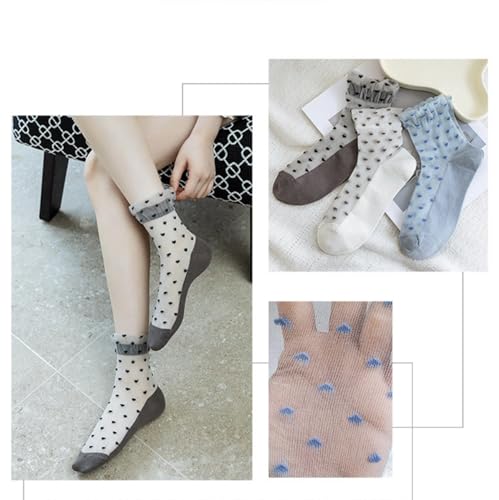 Image of Ruffle Sheer Socks Floral Ankle Mesh Socks 8 Pairs
