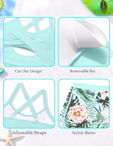 Image of Girl Swimsuit One Piece Cutout Ruched Bathing Suit for Girls Color Block Adjustable Straps Pad Swimwear 9-18y