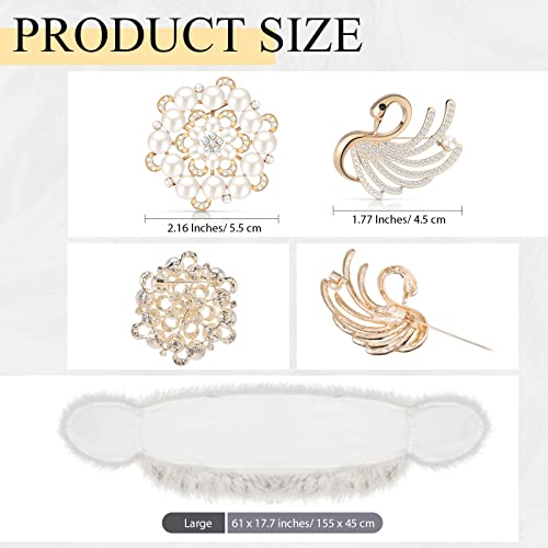 Geyoga 6 Pack Women's Faux Fur Shawl Fur Bridal Bridesmaid Wrap Winter Wedding Scarf Stoles with Pearl Rhinestone Brooch2