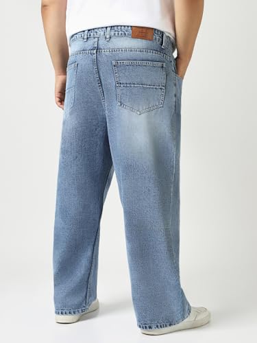 Image of Urbano Plus Men's Loose Baggy Fit Washed Jeans Non-Stretchable