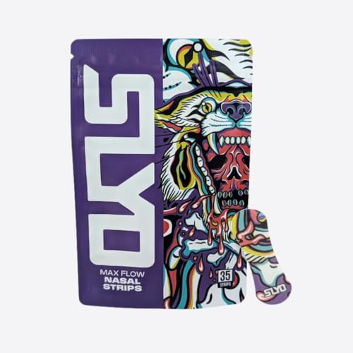 SLYD Max Flow Nasal Strips Tiger 35 Pack - Extra Strong Silk Material 20% More Airflow Sweat-Proof Adhesive for Snoring Relief Better Sleep Workouts & Nasal Congestion (35 Count)