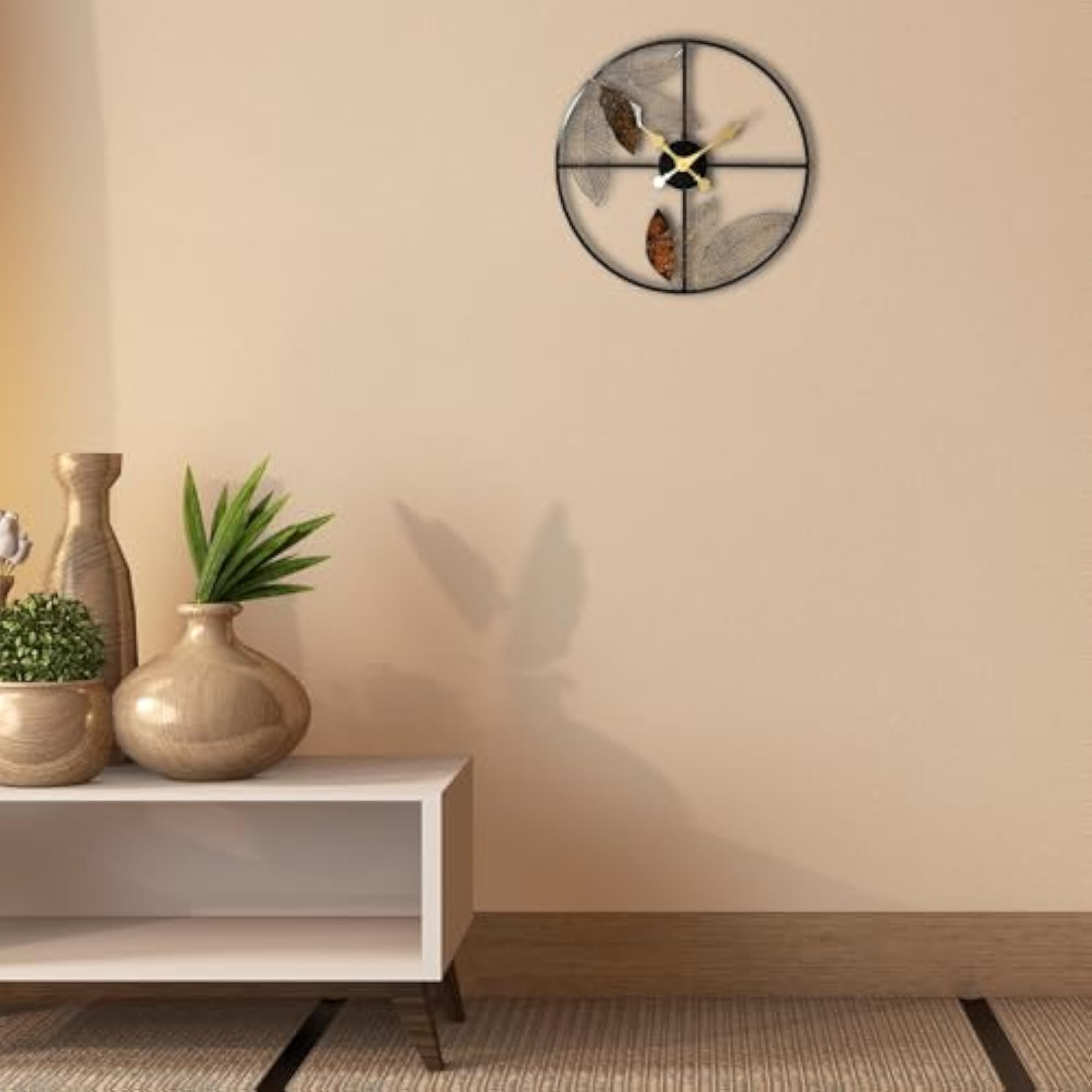 New Leaf Design Metal Wall Clock, 20 Inches
