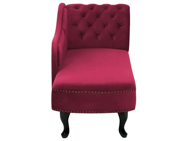 Image of Velvet Modern Chesterfield Chaise Lounge Couch 166 X 63 X 76 for Your Loving Space (Burgendy, Right Arm)