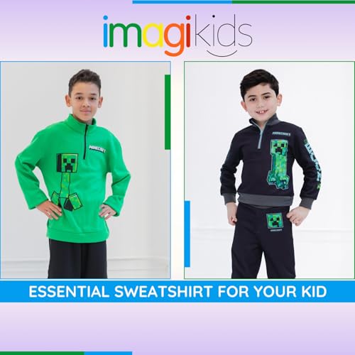Image of Minecraft Creeper Fleece Half Zip Sweatshirt and Pants Outfit Set Little Kid to Big Kid Sizes (4-18-20)