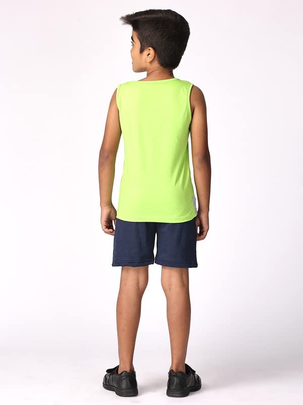 Image of TotzTouch Kids Dress For Boys T shirt | Shorts Set Summer Dress Cotton Sleeveless Tee Shirt Half Pants Clothing Set (Colors Blue, Red, Green Tops & Navy, Black, Grey Shorts) Age 1 years to 15 years