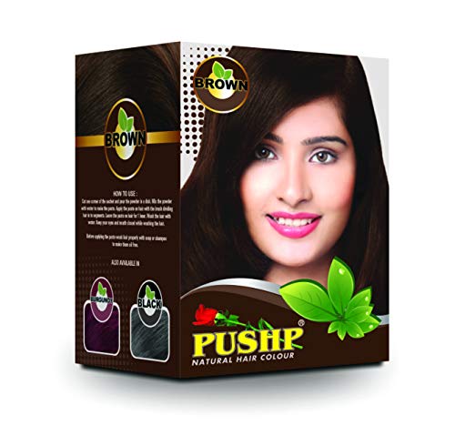 Pushp Henna Natural Hair Colour Brown (pack of 10) Henna based Hair Color | Unique Hair Color | Natural looking Hair Color | Easy to use | 100% Grey Coverage | Long lasting hair color for Men and Women-image-7