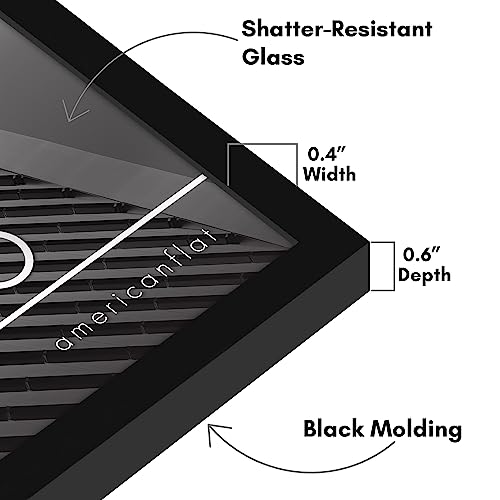 Americanflat 6x8 Picture Frame with Shatter-Resistant Glass - Streamline Collection - Thin Border Photo Frame for Tabletop and Wall Display - Hanging Hardware and Easel Stand Included - Black