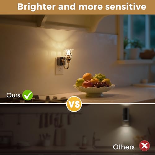 Image of L LOHAS LED Night Lights Plug into Wall, 3000K Soft White LED Floral Night Light with Auto Sensor, 0-100lm Adjustable Brightness Plug in Nightlight, for Hallway Bedroom Stairway Gift