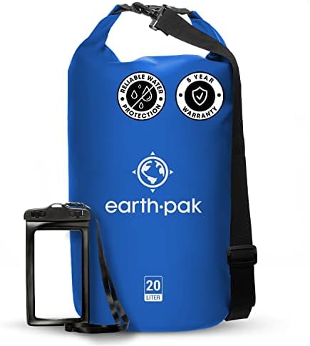 Earth Pak -Waterproof Dry Bag - Roll Top Dry Compression Sack Keeps Gear Dry for Kayaking, Beach, Rafting, Boating, Hiking, Camping and Fishing with Waterproof Phone Case