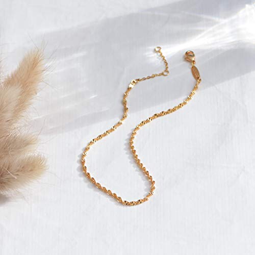 Vacrona Gold Anklets For Women 14K Gold Plated Boho Beach Rope Chain Anklet Daint Beaded Ankle Bracelet Adjustable Chain Anklet Foot Jewelry #TOP5