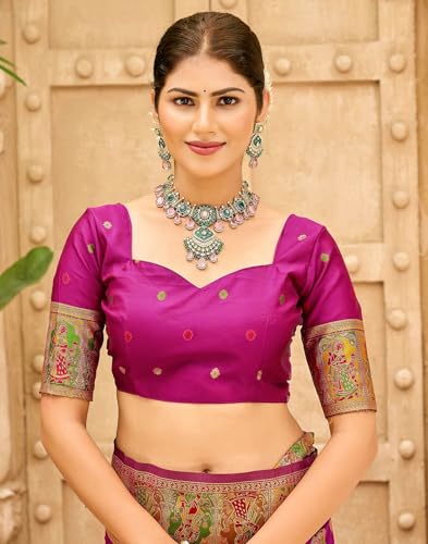 Image of SIRIL Women's Banarasi Silk Jacquard Zari Work Saree With Unstitched Blouse Piece