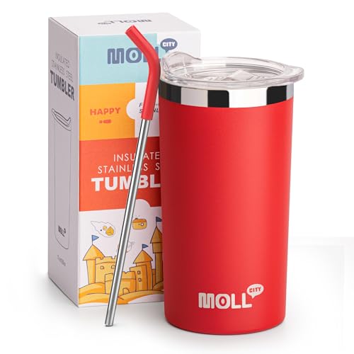 Best Travel Mug for Smoothies: Top Picks for Style and Functionality 7 Mollcity12 oz Tumbler with Straw and Lid-Kids Stainless Steel Double Wall Vacuum Insulated Smoothie Cup-Reusable Travel Mug with Non Slip Silicone Pad (Canyon Red)