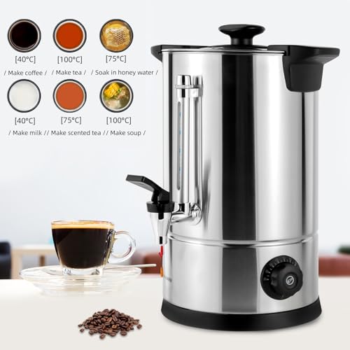 AHULIN Commercial Grade Stainless Steel 8L/2.11gal Coffee Urn,Adjustable Temperature Up to 230°F,Coffee Maker Hot Water Urn for Home, Party, Office, Wedding