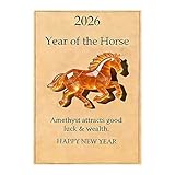 EIRZNGXQ Glücksbringer-Kristallpferd, Symbol für Stärke und Neubeginn mit bedeutungsvoller Karte, Dekoration in Form einer klaren Kristallpferdefigur, Glücksbringer für Freunde (Brown 1pcs)