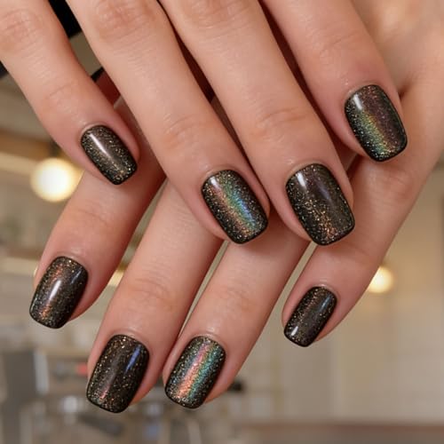 Cesujowaz „press on nails“, Black Chrome Cat-Eye...