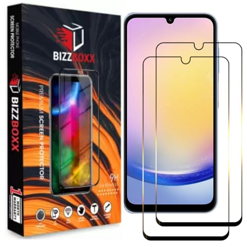 Image of Premium Screen Protector Compatible With | Samsung Galaxy A25 5G | Anti Static | Full Screen Coverage-Edge to Edge | 9H Hardness | With Easy Installation Kit (Pack of 2)