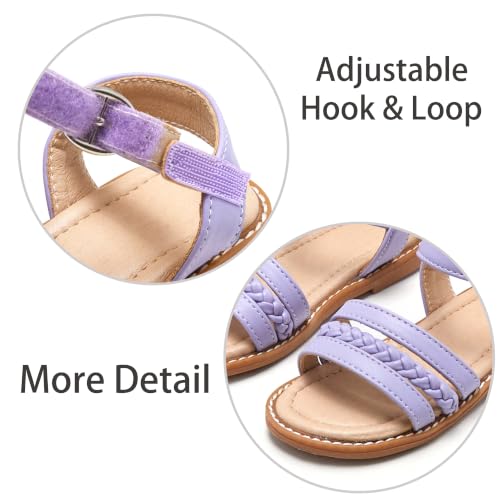 Image of ESTINE Toddler /Little Kid Girls Dress Cross Strappy Open Toe Sandals Princess Flats Summer Flower Girl Shoes