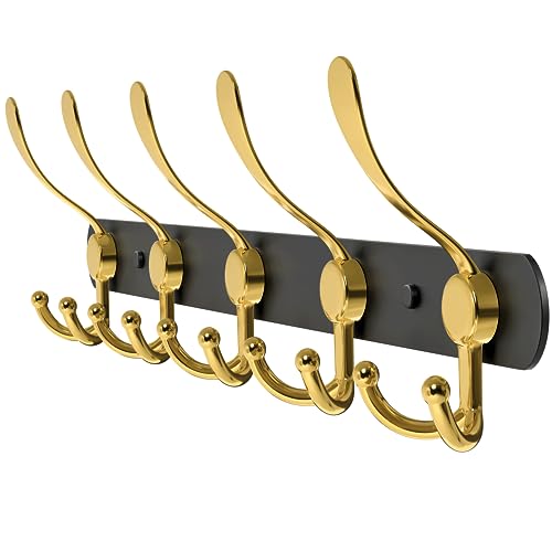 SAYONEYES Coat Rack Wall Mount with 5 Tri Hooks for Hanging – 16 Inch Heavy Duty SUS304 Stainless Steel Matte Finish Waterproof – Wall Hook Rack for Bathroom Entryway – 1 Pack