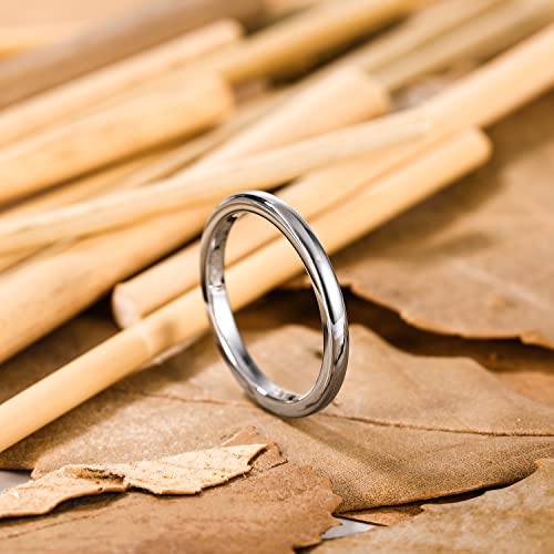 Shinyso 2Mm Thin Tungsten Carbide Wedding Rings For Women Silver High Polished Comfort Fit Size 6.5 #TOP1