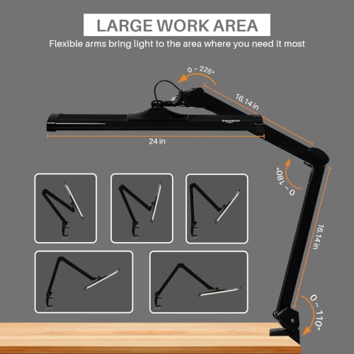 Image of 24-Inch LED Architect Desk Lamp with Clamp, 30W 2300LM, Black
