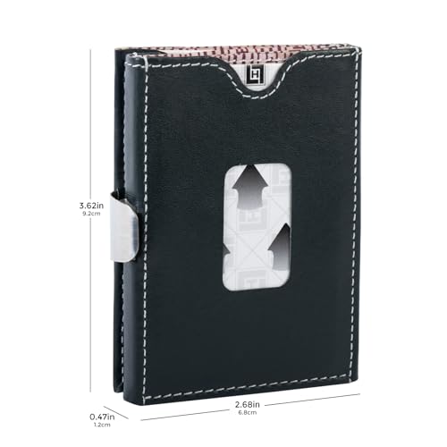 Image of LLH Leather Trifold Wallet - RFID Blocking with Stainless Steel Locking Clip Wallet, Minimalist Front Pocket RFID Blocking Credit Card Holder (Dark Green)