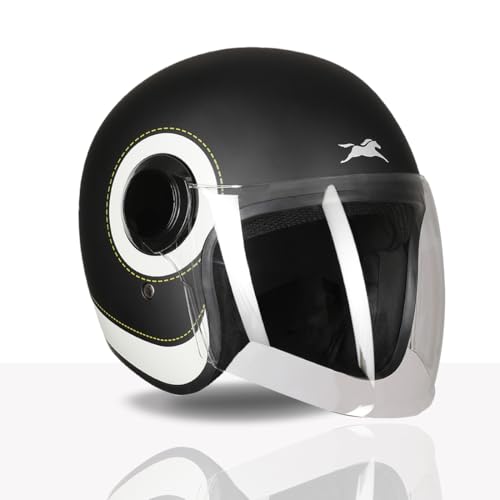 Image of TVS Silk Route Helmet for Men & Women | Vintage Open Face Helmet with Clear Visor | ISI & DOT Certified | ABS Shell | EPS Liner | Retro Stylish for City & Highway Riding