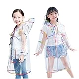 Hemobllo Regenmantel Für Junge Mädchen Wasserdichter Poncho Mit Kapuze Leicht Tragbar Für Regen Und Windtage Freizeitpark Camping Wandern Transparenter Regenmantel Kompakt