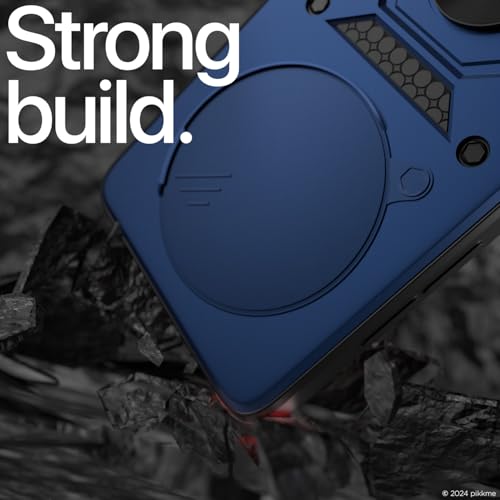 Image of Pikkme D10 Tough Armor Bumper Case | 360 Protection Case | Sliding Camera Shield Cover & Ring Holder Stand Back Cover for Oppo Reno 12 F 5G (Blue)