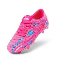 DREAM PAIRS Boots Shoes Kids Girls Soccer Athletics Training Sport Running Shoes Teenager Indoor Outdoor Cleats Sneakers for Unisex,Size 4 Big Kid,Hot Pink/Blue,SDSO2301K