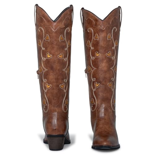 J's.o.l.e Women's Knee High Cowboy Boots Wide Calf Snip Toe Fashion Western Cowgirl Boots2