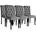 Festnight 6 pz Sedie da Sala da Pranzo Chesterfield Moderne con Schienale in Legno Massello e Rivestimento Tessuto Grigio/Crema (Grigio scuro)