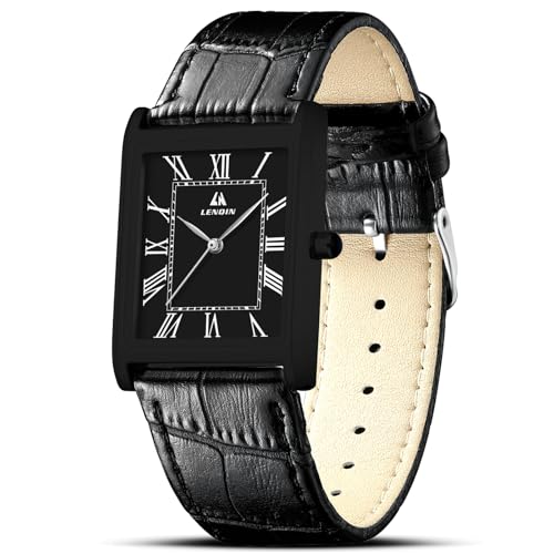 LN LENQIN Reloj Hombre Cuarzo para Hombres 30M Impermeable A Prueba de Agua Reloj de Pulsera de Cuero de diseño Retro AnalóGica Relojes De Negocios Casual Moda Relojes de Pulsera para Regalo Padre