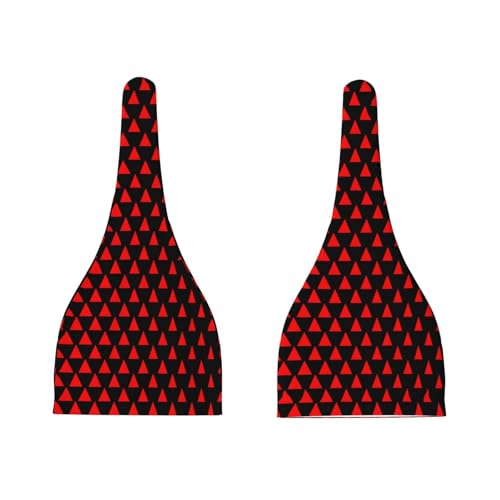 Newborn Baby Hat, Red Triangle Matrix Print Soft Top Knot Beanie Cap, Cute Baby Headwear for 0-6 Months3