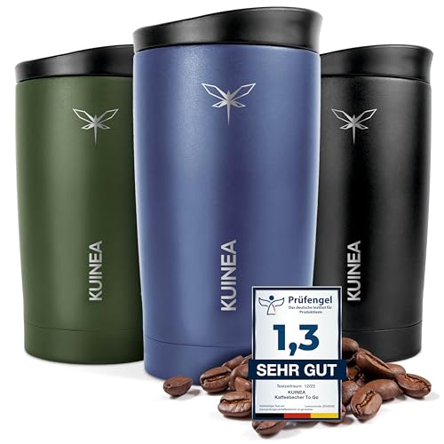 KUINEA Kaffeebecher To Go 350ml [100% auslaufsicher] Edelstahl Thermobecher Kaffee To Go, bis 6h warm, Coffee To Go Becher mit hygienischem...