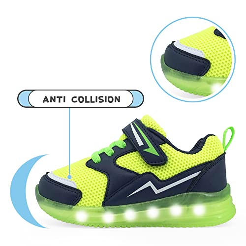 YESKIS Toddler Boys Light Up Shoes LED Flashing Lightweight Mesh Breathable Adorable Running Sneakers for Toddler Green 10
