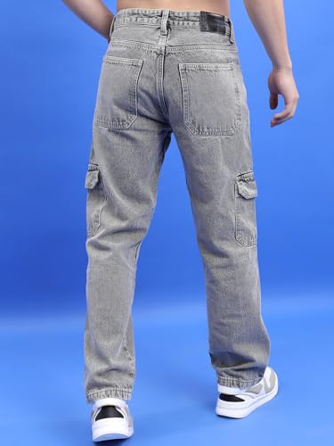 Image of Highlander Mens Relaxed Fit Denim Jeans for Man|Mid-Rise|Cotton Cargo Jeans for Men | Men Jeans