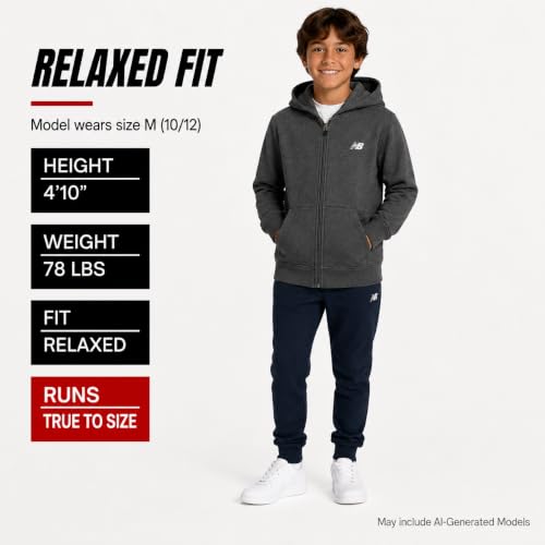 Image of New Balance Boys Zip Up Warm Fleece Hoodie Sweatshirt, Activewear 8-20