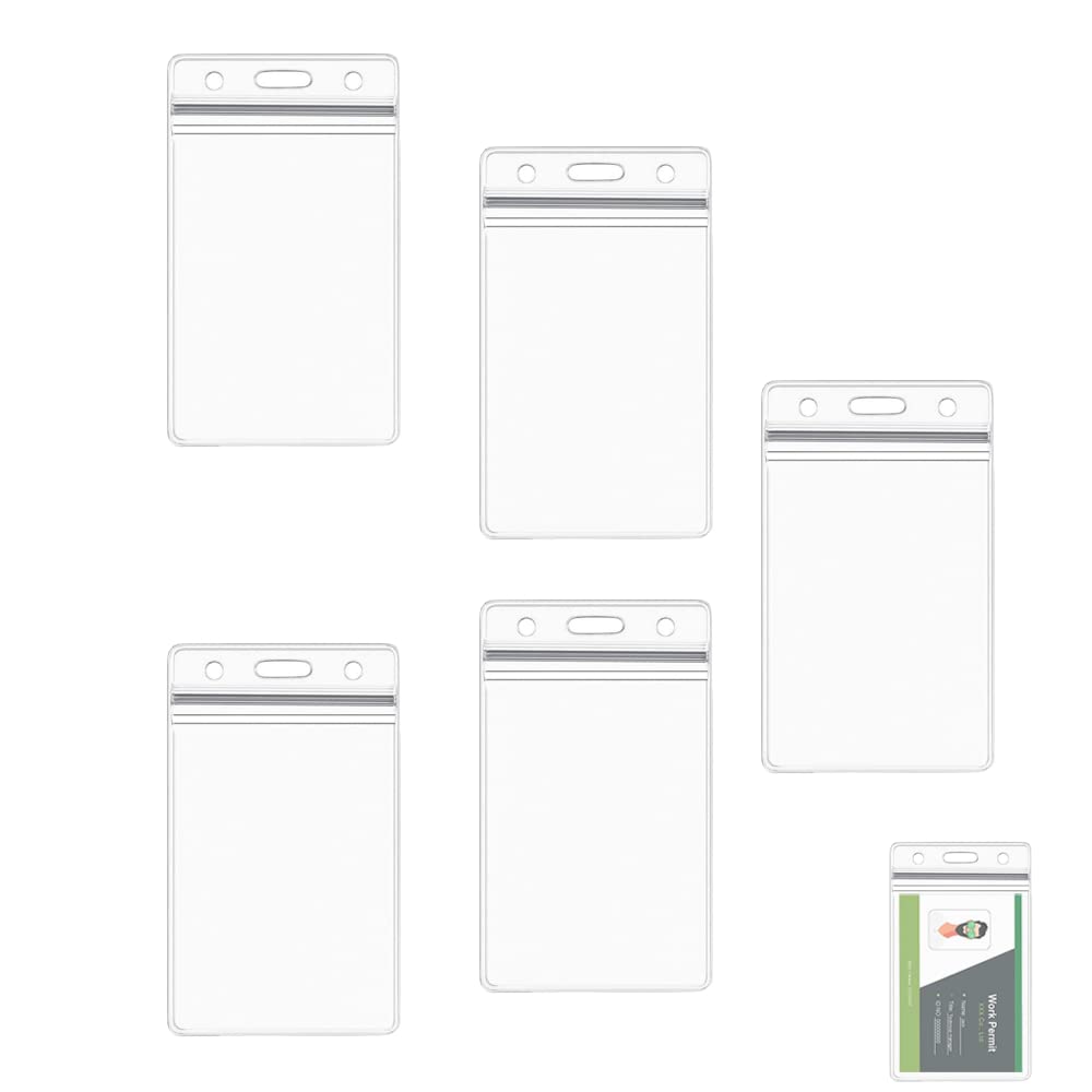 5 Funda Tarjeta Transparente Impermeable, Titular De La Insignia, ID De Plástico